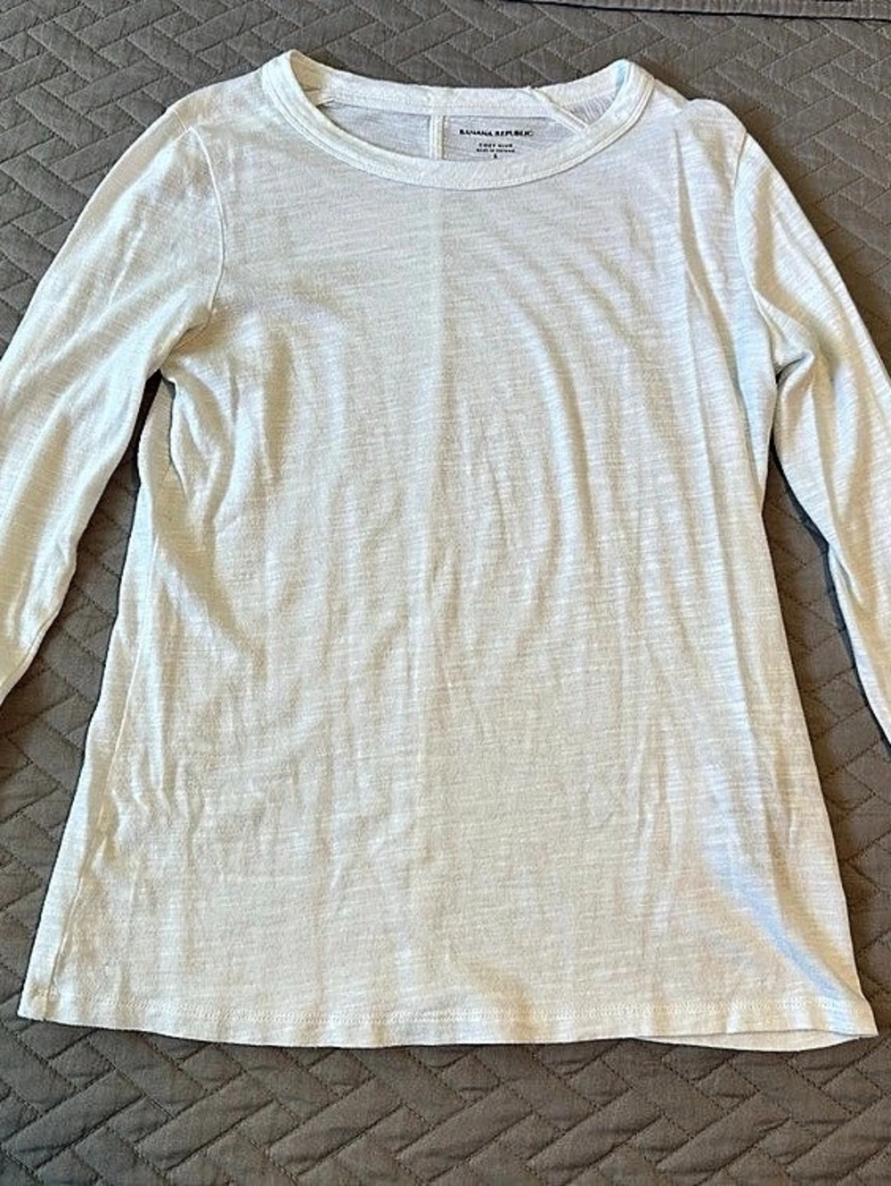 Banana Republic Cozy Slub Long Sleeve Crew White Small